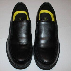 Men’s Safetrax Black Leather Shoes 7.5 Slip Resistant Loafers